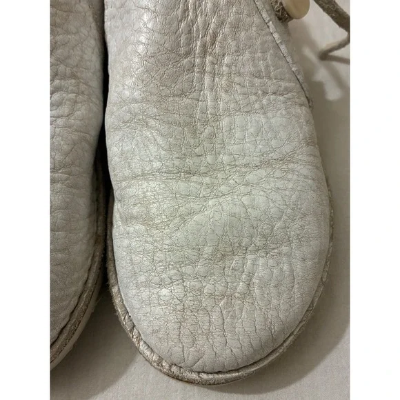 Birkenstock Artisanal Off White Pebbled Leather Button Slip On Loafers 8 Shoes - Picture 4 of 11